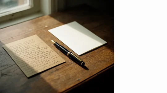 Comparaison visuelle entre une carte manuscrite et une carte imprimée sur un bureau en bois