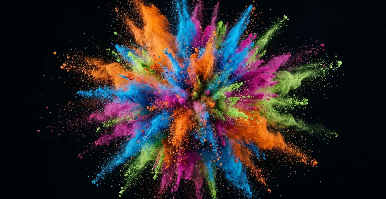 Explosion de couleurs vives sur un flyer avec effet d'impact visuel captivant