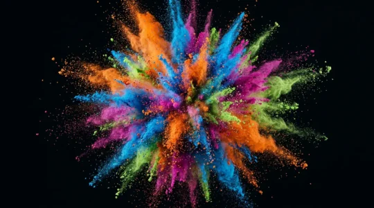 Explosion de couleurs vives sur un flyer avec effet d'impact visuel captivant