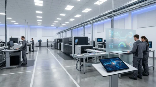 Environnement d'impression numérique moderne avec flux de travail automatisé