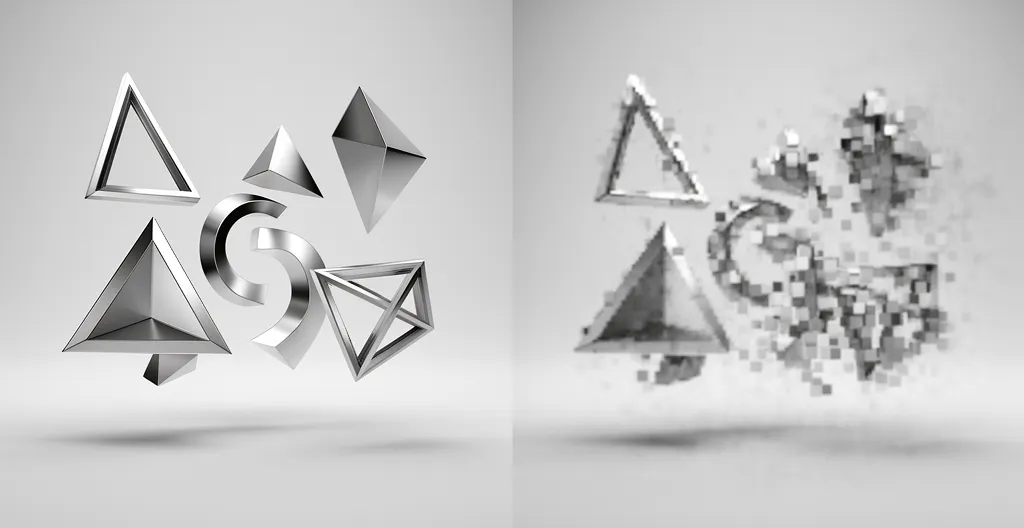 Comparaison visuelle entre un logo vectoriel net et un logo pixelisé sur une bâche d'impression grand format