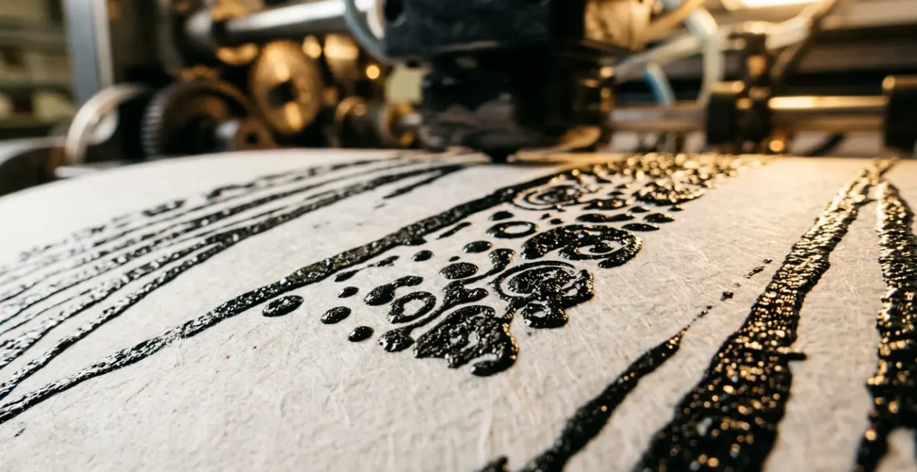 Vue macro d'une impression de catalogue personnalisé avec des données variables en cours de traitement