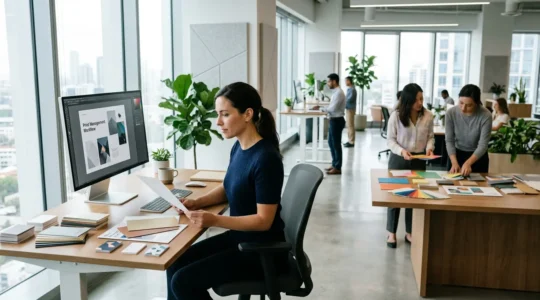 Interface de plateforme web-to-print avec personnalisation de supports marketing pour réseau de franchises