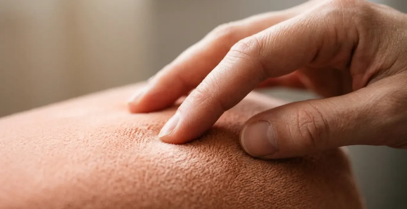 Gros plan sur une main touchant délicatement une surface veloutée avec un éclairage doux révélant la texture