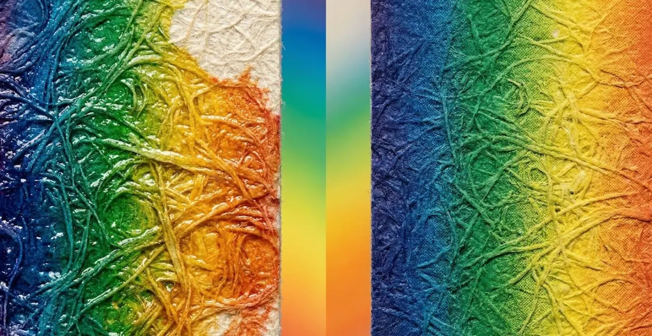 Comparaison visuelle de l'éclat des couleurs entre encres végétales et minérales sur papier couché