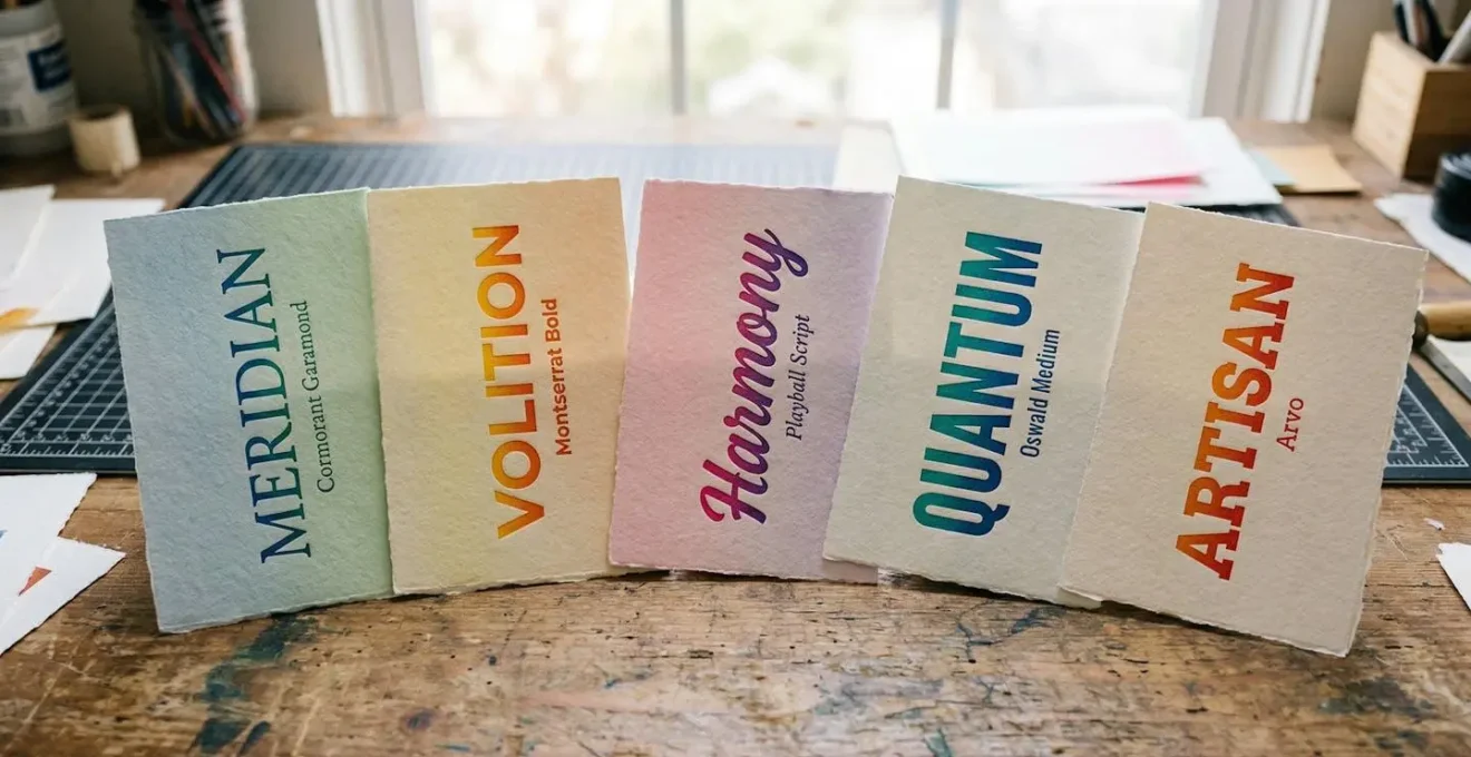 Échantillons de papier épais avec différentes graisses typographiques imprimées en dégradé