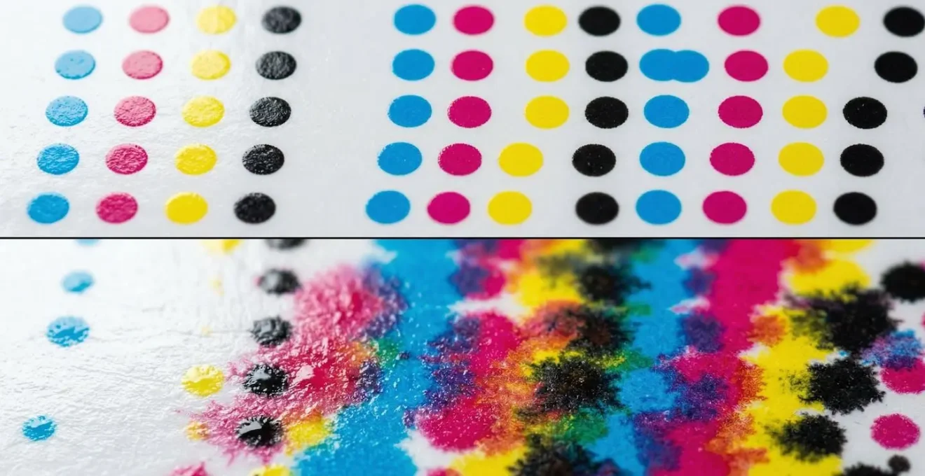 Visualisation microscopique de l'engraissement du point sur papier couché
