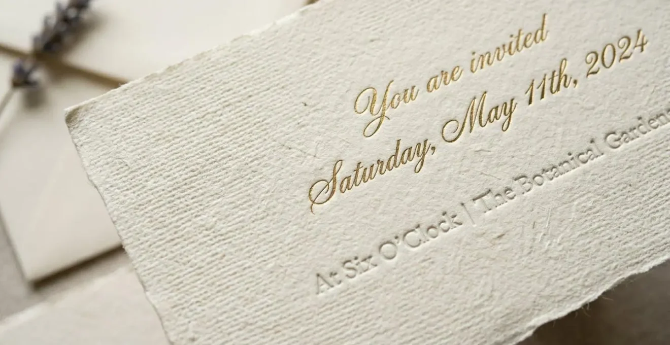 Vue macro détaillée de la texture d'un papier d'invitation de haute qualité