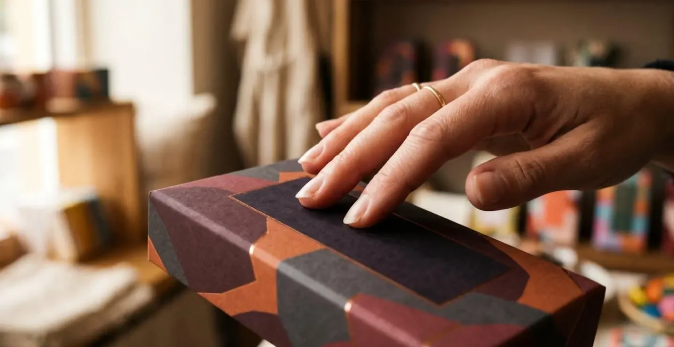 Texture veloutée du pelliculage soft touch sur packaging alimentaire premium