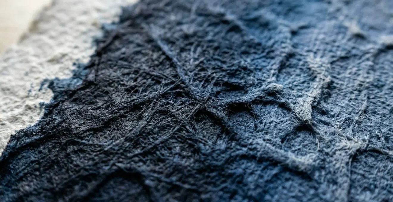 Macro détail de papier texturé avec gradient d'encre révélant les creux et reliefs