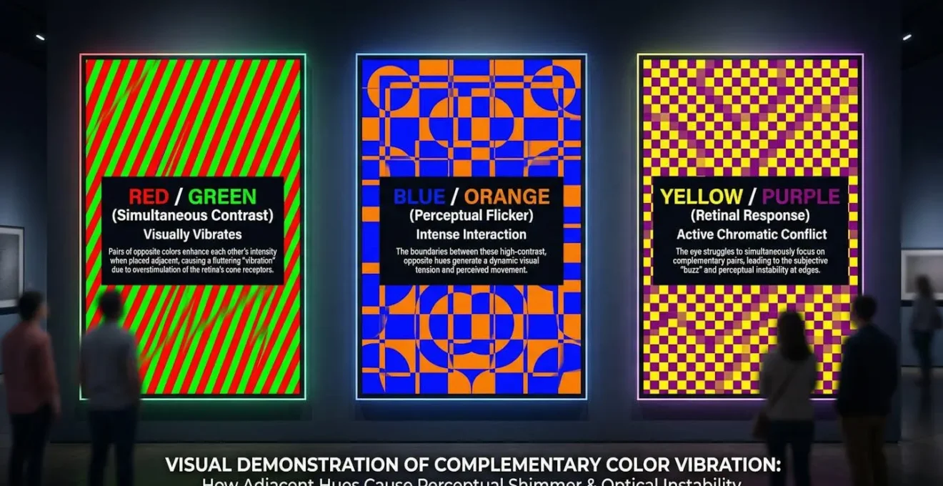 Démonstration visuelle de l'effet vibratoire des couleurs complémentaires sur la perception